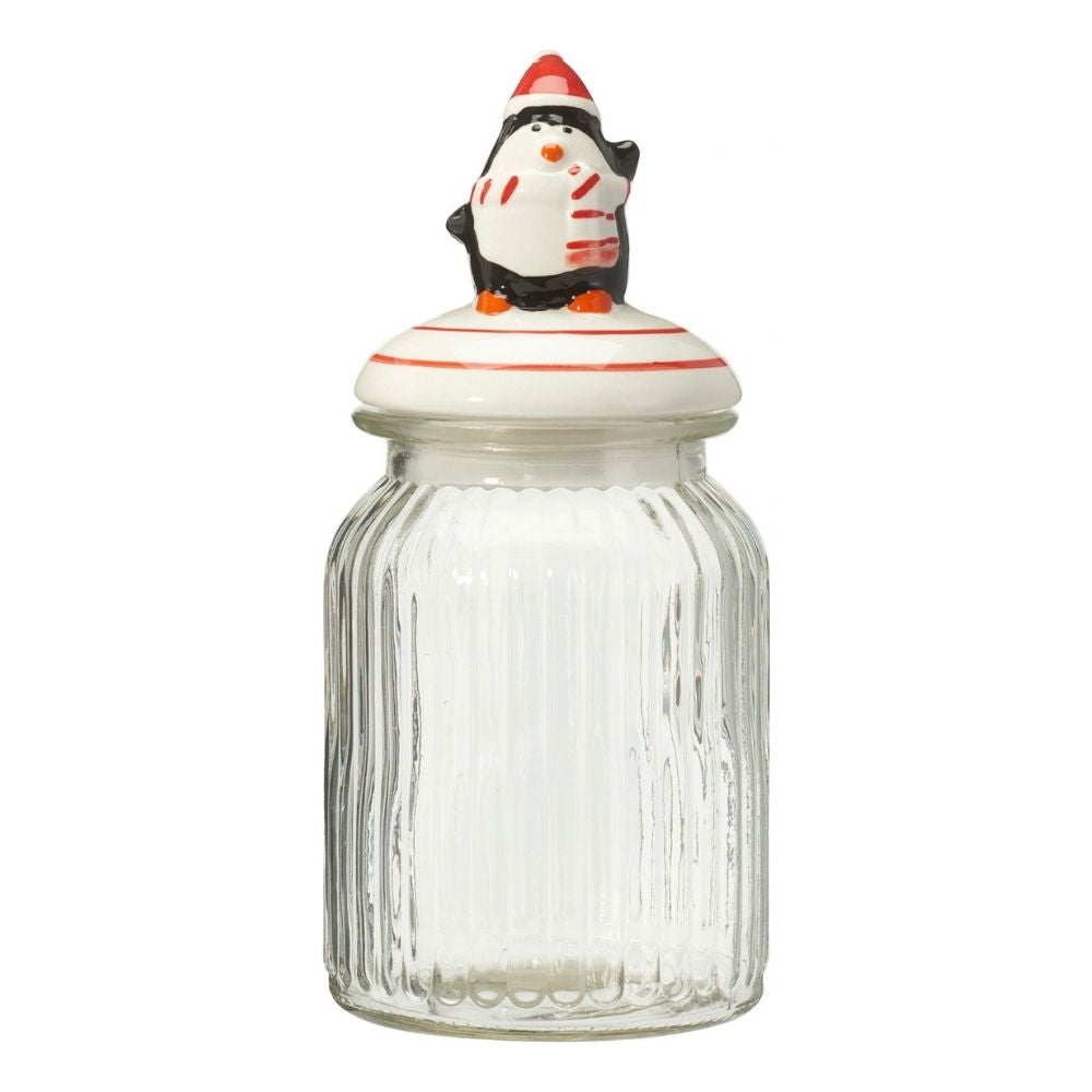 Koopman 950ml Christmas Character Glass Cookie Jar - (Set of 3)