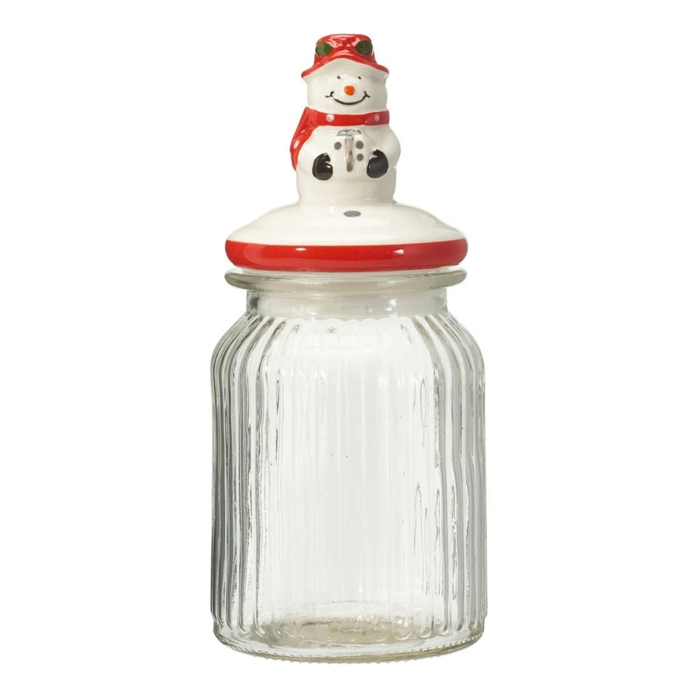 Koopman 950ml Christmas Character Glass Cookie Jar - (Set of 3)