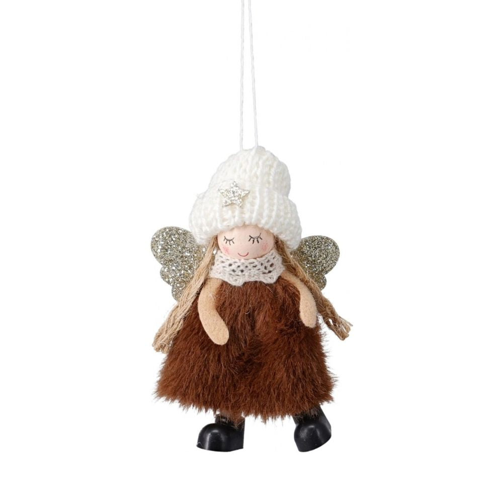 Koopman 9cm Angel Fluffy Dress Hanging Decoration - (Choice of 3)