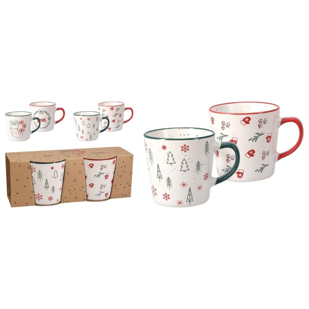 Koopman Set of 2 Festive Stoneware Mugs - (Choice of 2)