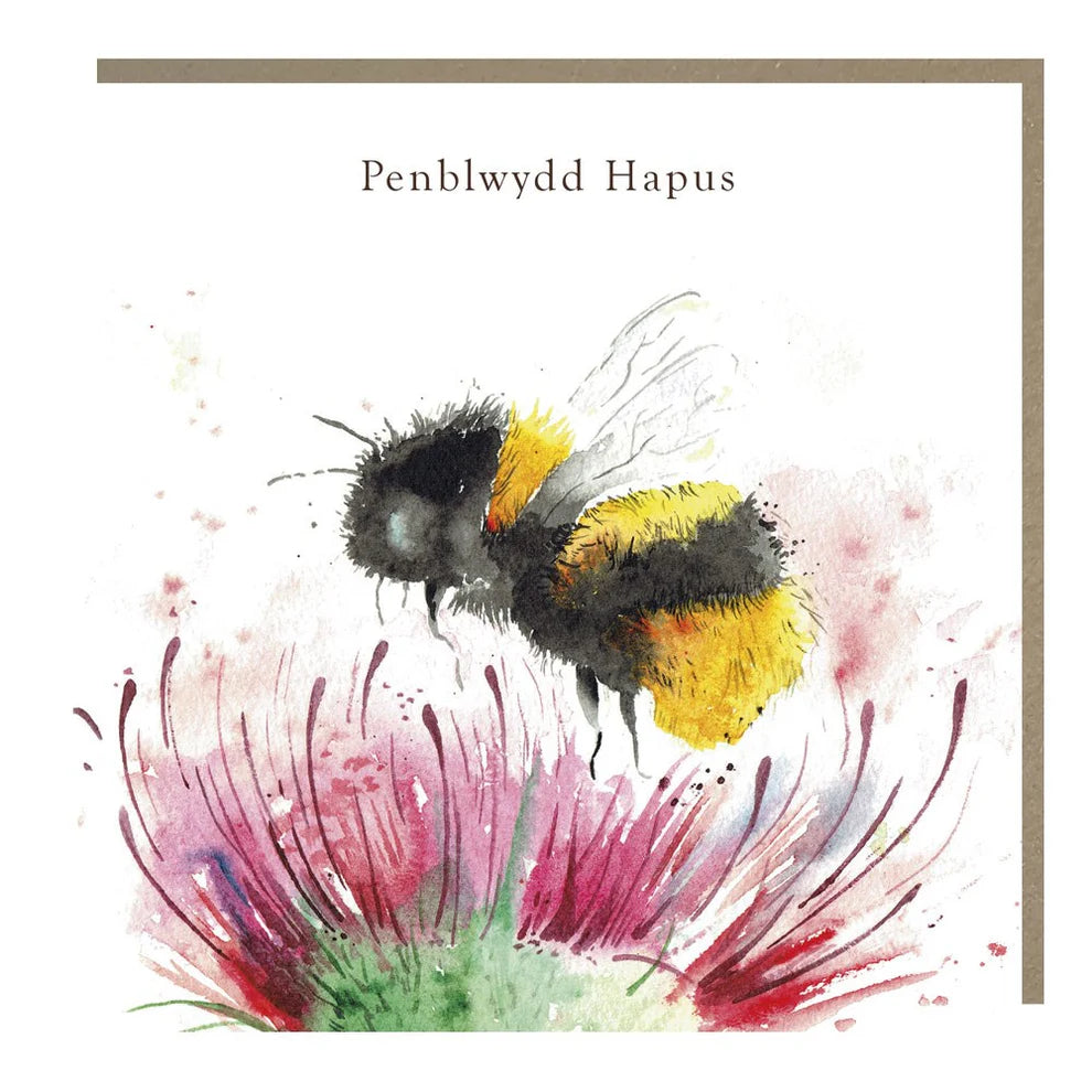 Tracks Publishing Penblwydd Hapus Thistle & Bee Black Card