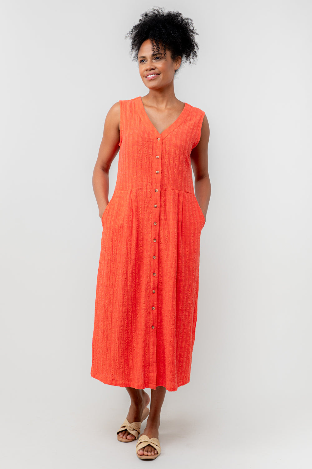 Lily & Me 8 Cerise Seersucker Check Sundown Dress