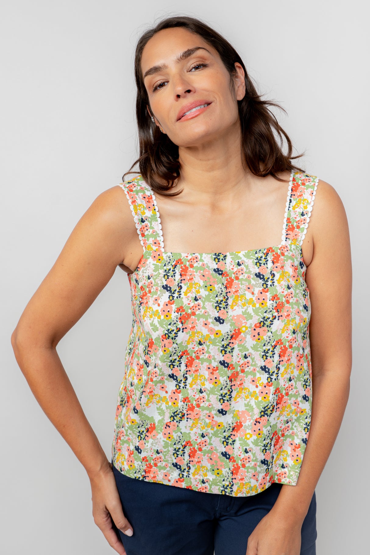 Lily & Me 18 White Carrie Mayflower Vest Top