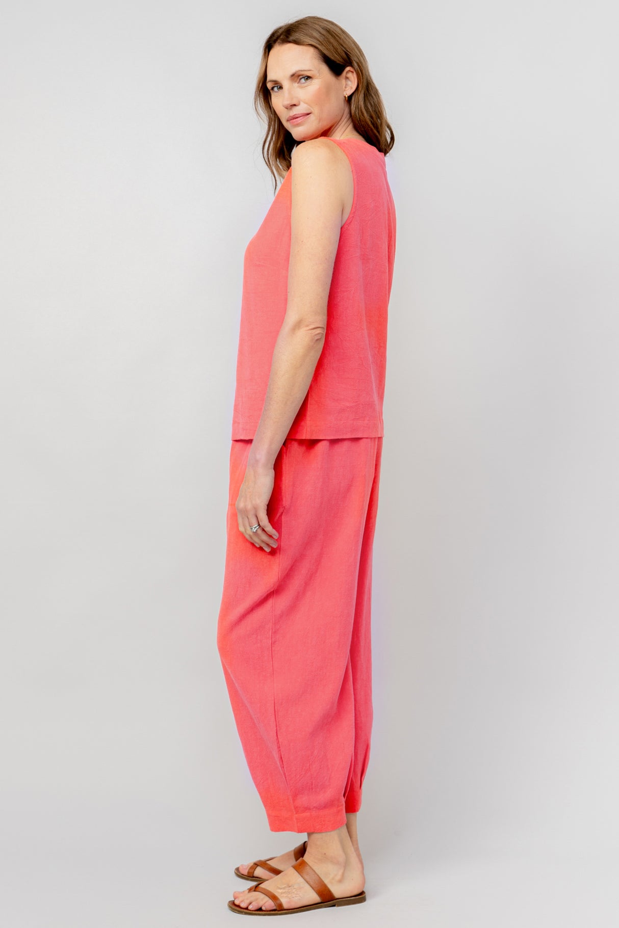 Lily & Me 14 Pink Plain Linen Sail Trouser