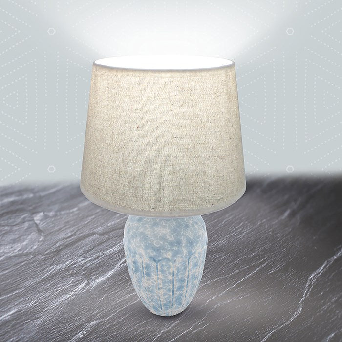 Joe Davies Patterned Blue Ceramic Table Lamp With Shade - LP74801