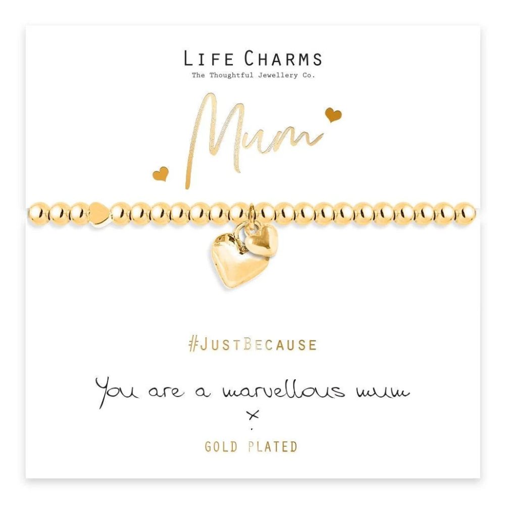 Life Charms Marvellous Mum Gold Plated Heart Charm Bracelet