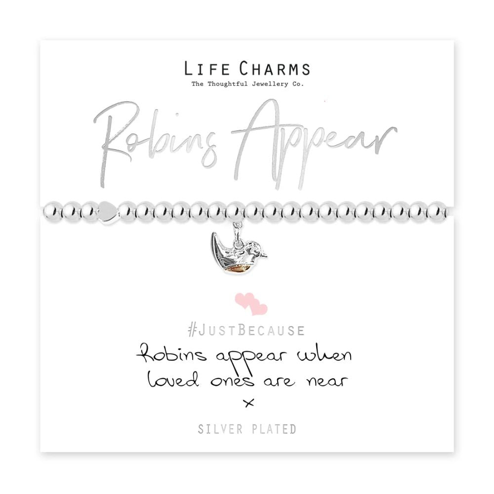 Life Charms Robins Appear Bracelet - Silver