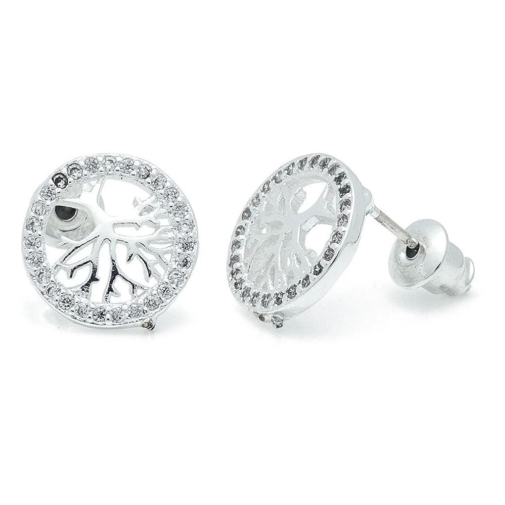 Life Charms Tree Of Life Silver Stud Earrings