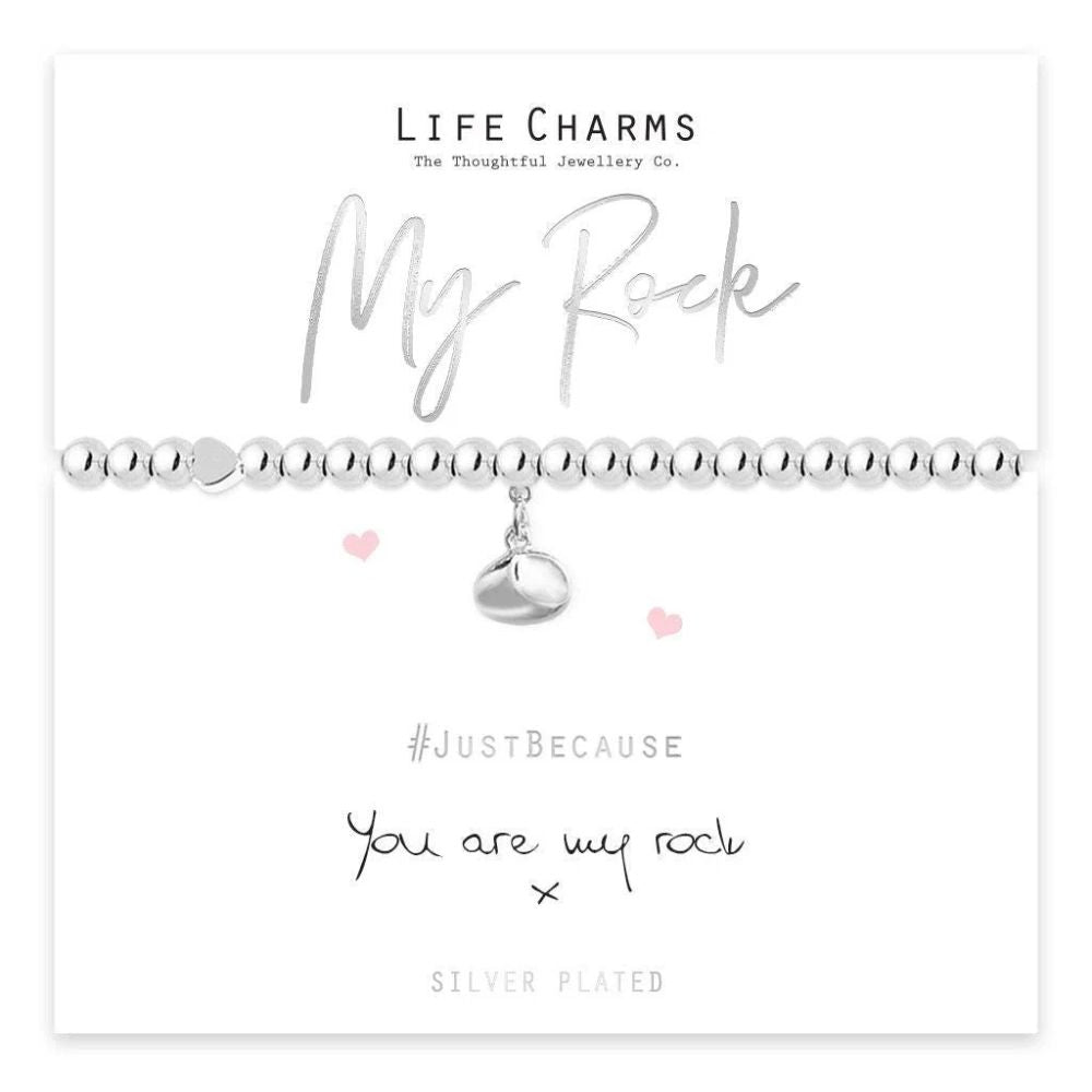 Life Charms 'You Are My Rock' Silver Plated Bracelet