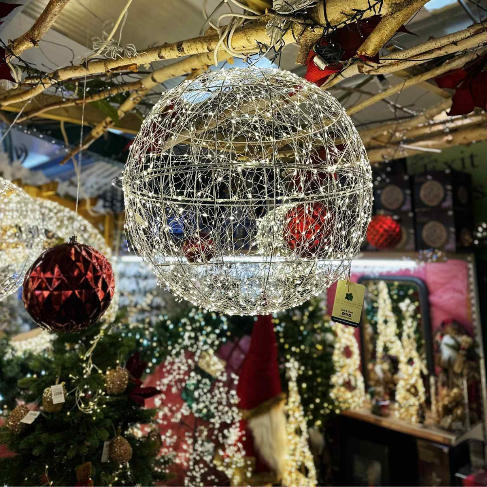 Lumineo 58cm Warm White LED Lit Metal Frame Ball Decoration