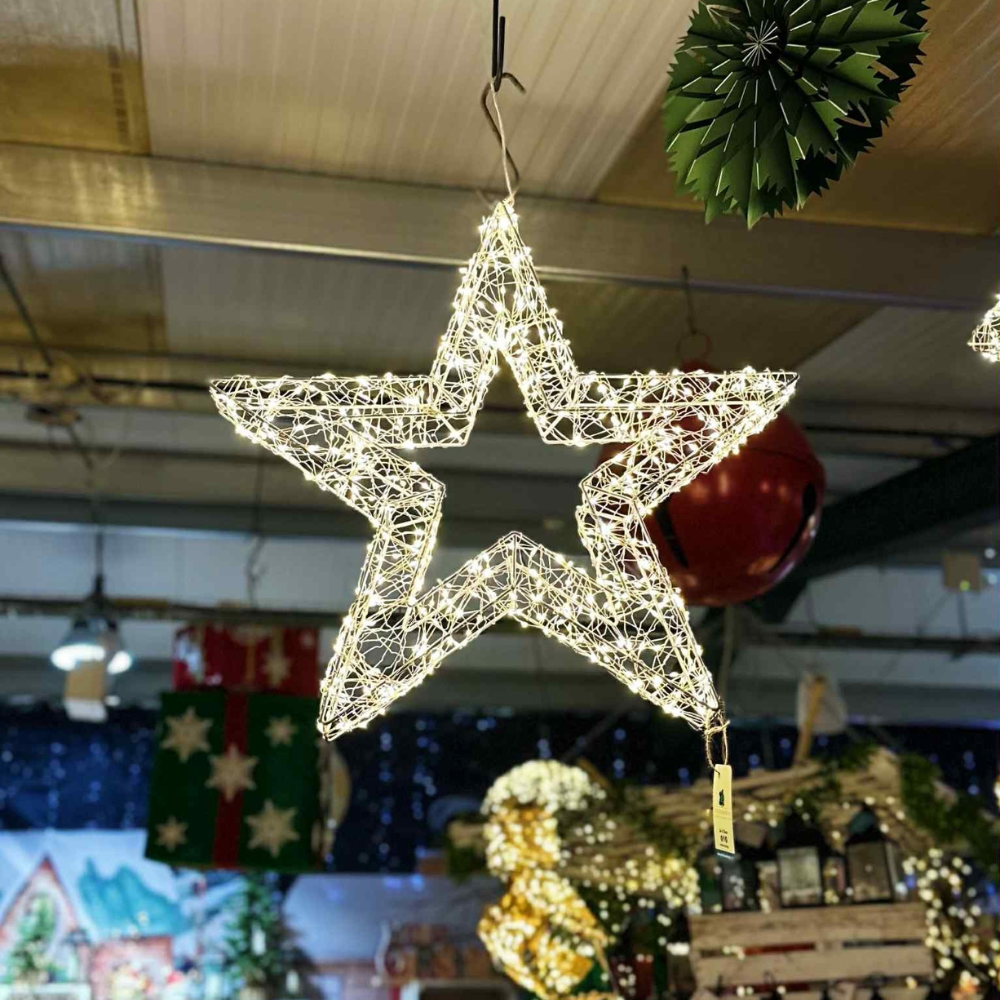 Lumineo 58cm Warm White LED Lit Silver Metal Frame Star Decoration