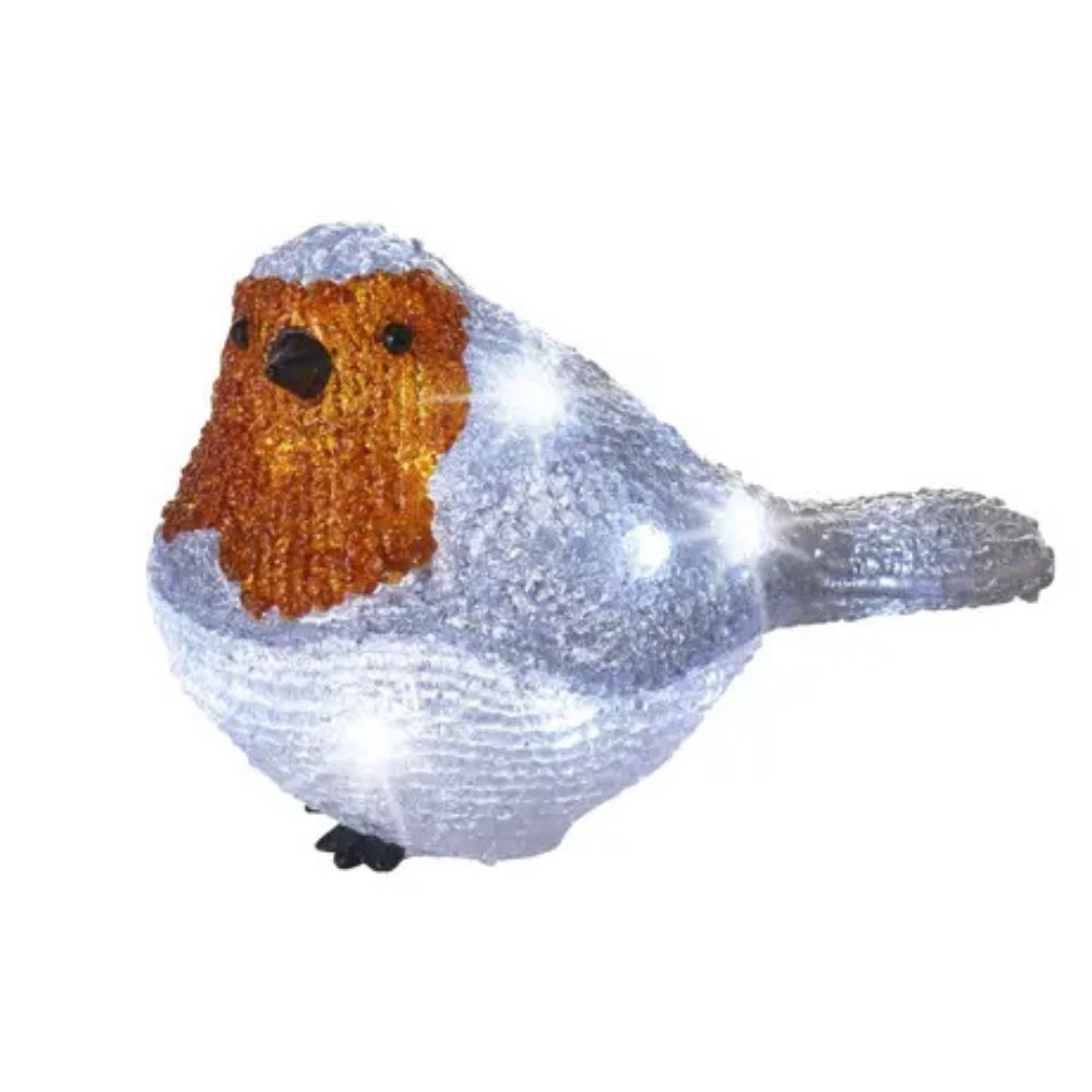 Lumineo 21cm Cool White LED Acrylic Outdoor Robin