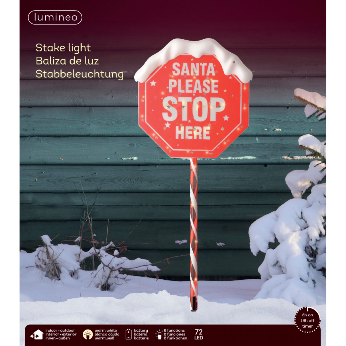 Lumineo 81cm LED stake light plastic Santa Stop Here