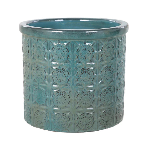 Woodlodge 37cm Morocco Glazed Pot - Turquoise