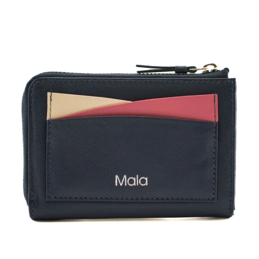 Mala Leather Kora Zip Round Purse - Navy