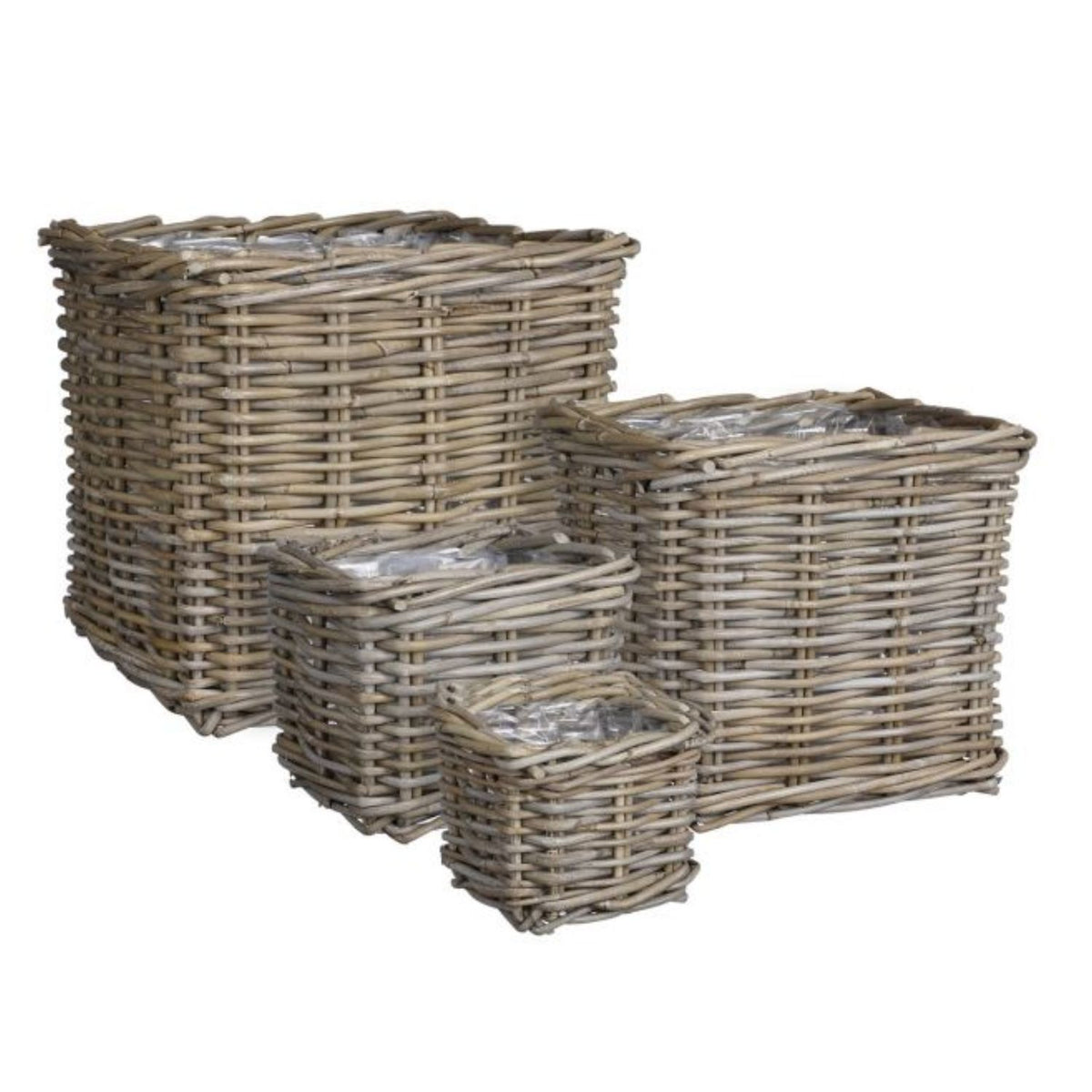 Mica Decorations 33cm Grey Square Marica Rattan Basket Pot