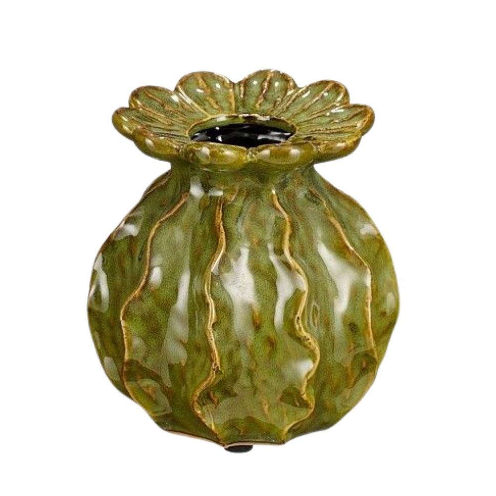 Mica Decorations 14cm Marly Ripple Effect Vase - Green