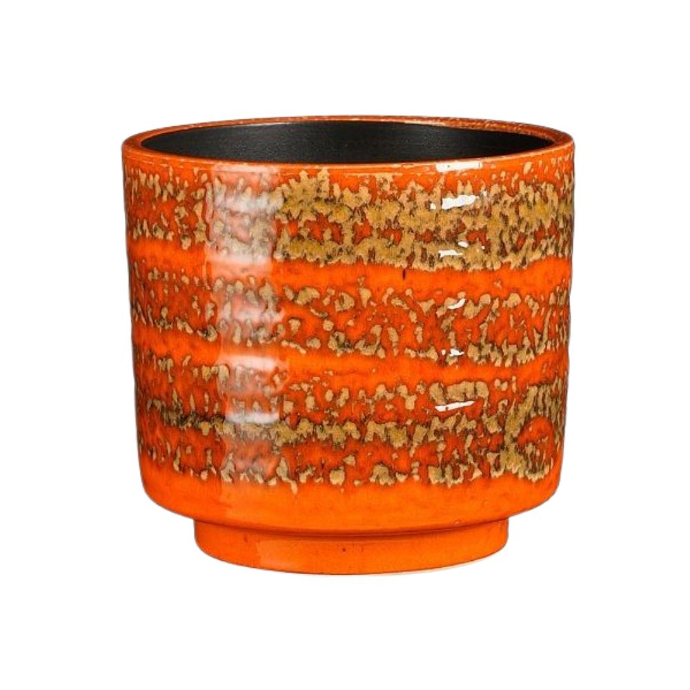 Mica Decorations 12cm Retro Sebas Round Pot - Orange