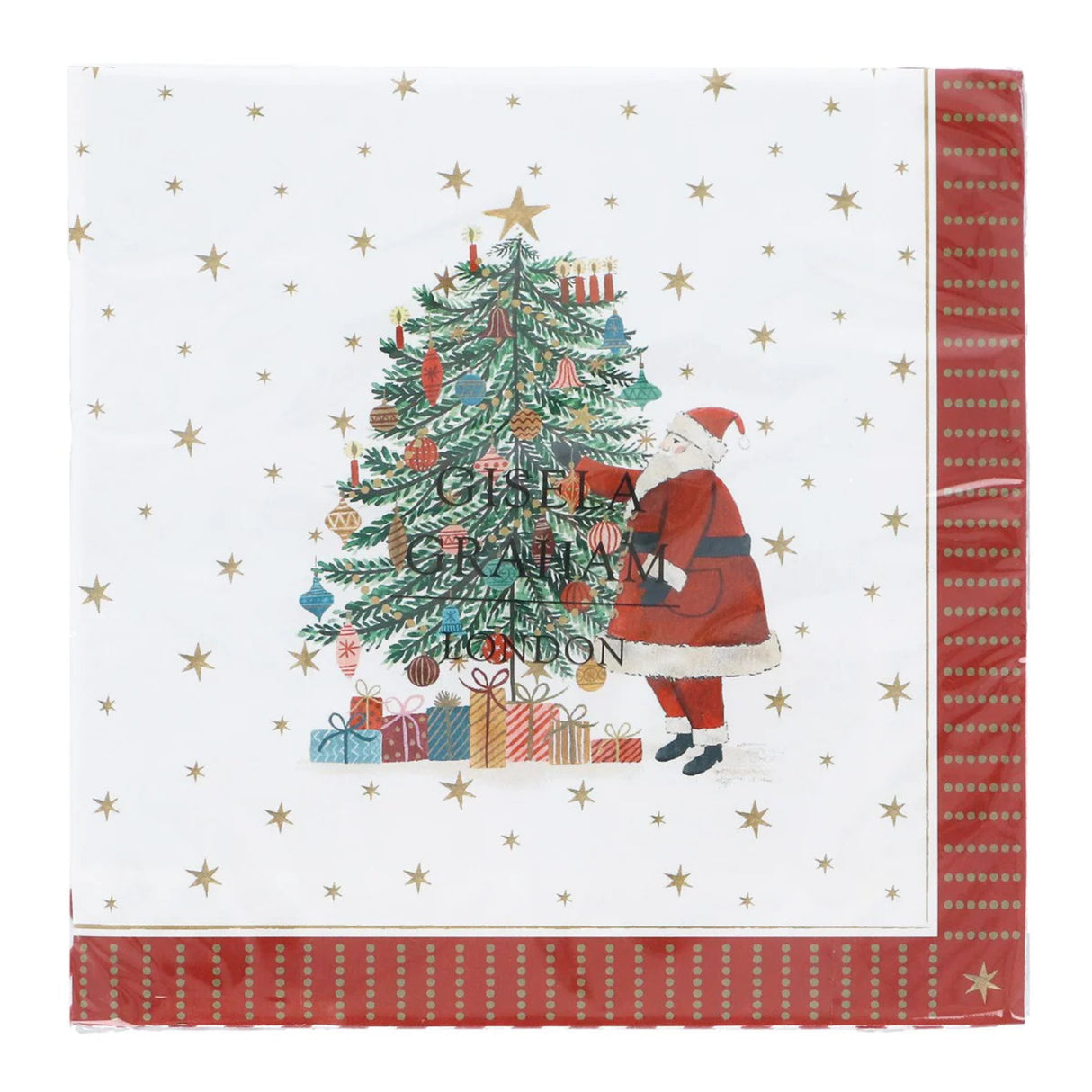 Gisela Graham 16cm Nostalgia Paper Santa/Tree Napkins, Pack of 20