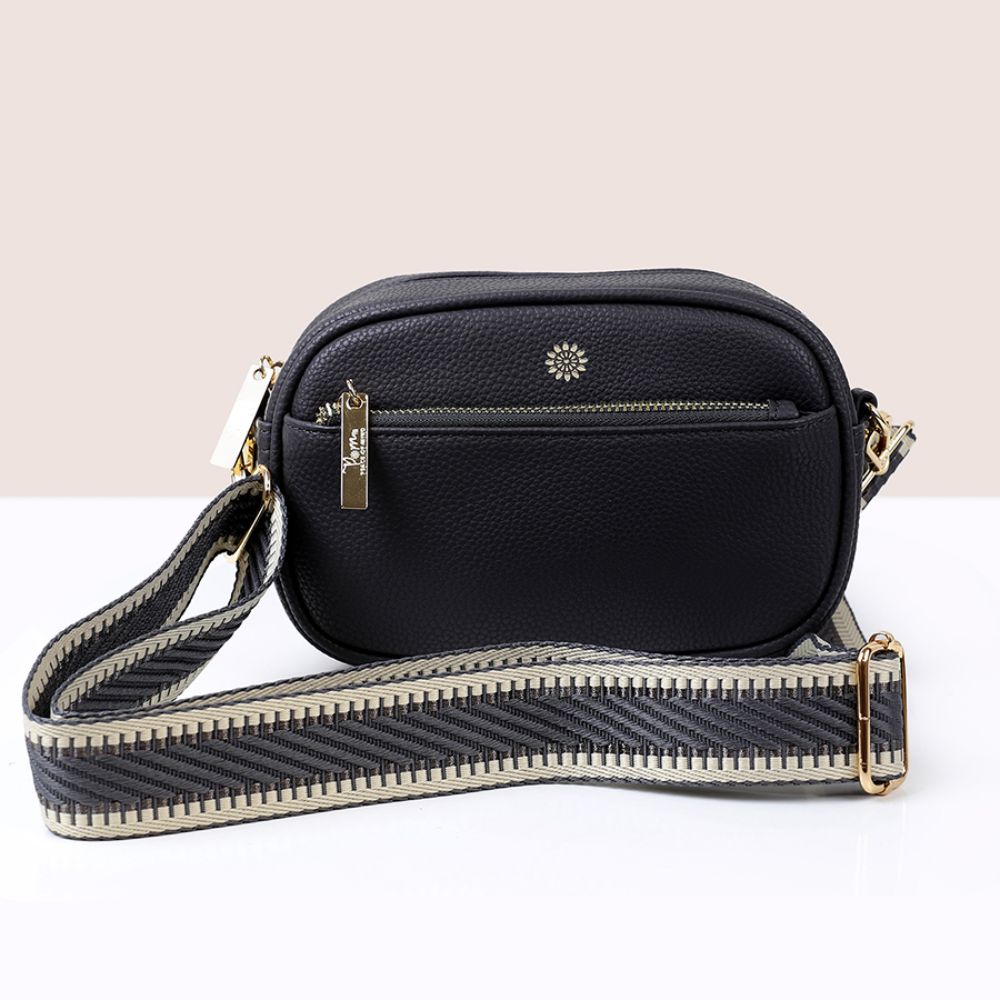 POM Black Vegan Leather Camera Bag with Removable Strap