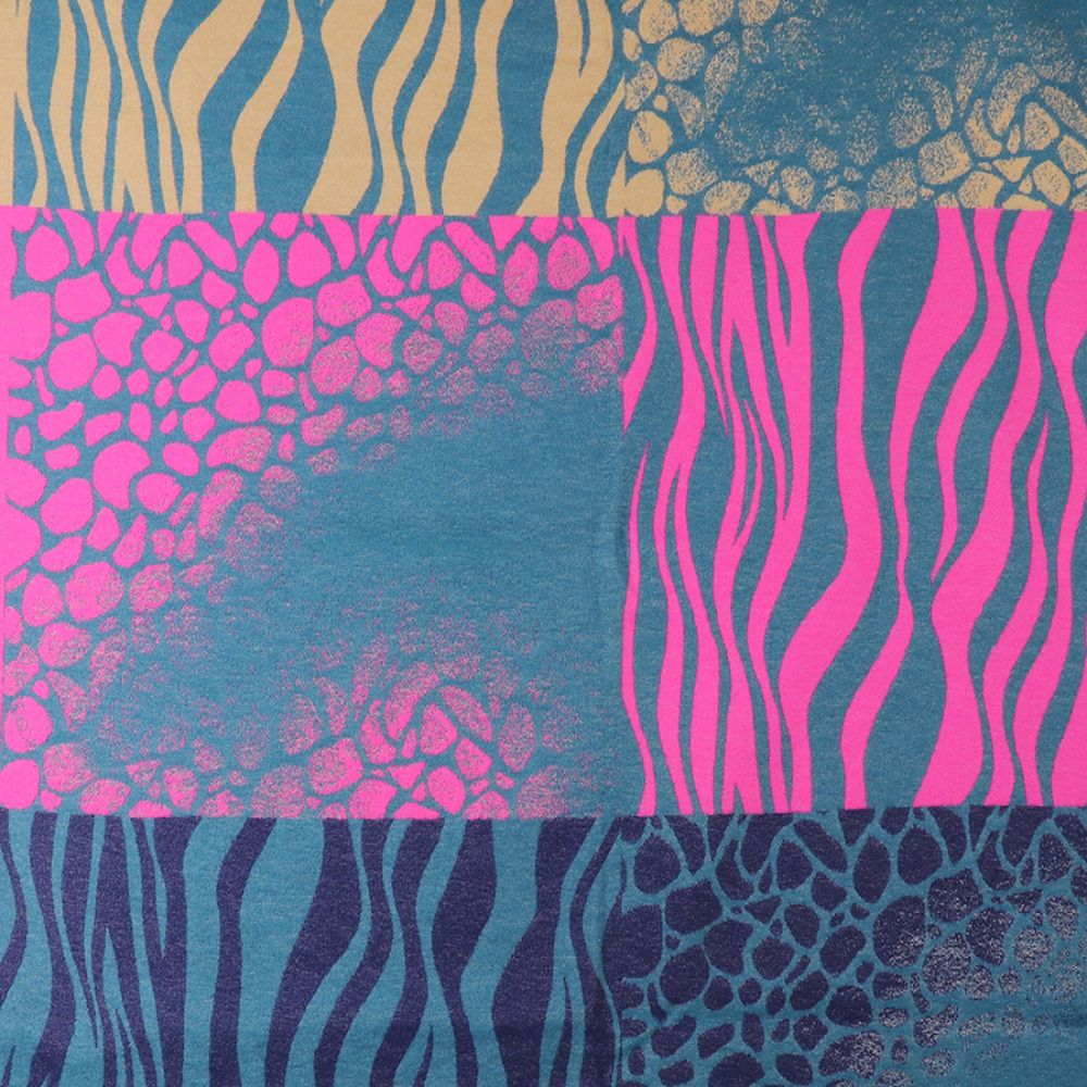 POM Blue And Pink Mix Multi Animal Print Scarf