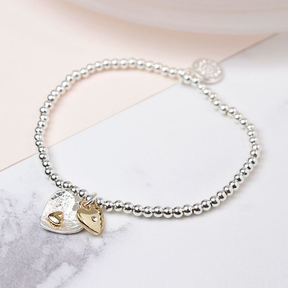 POM Double Heart Bracelet (Silver/Gold Plated)