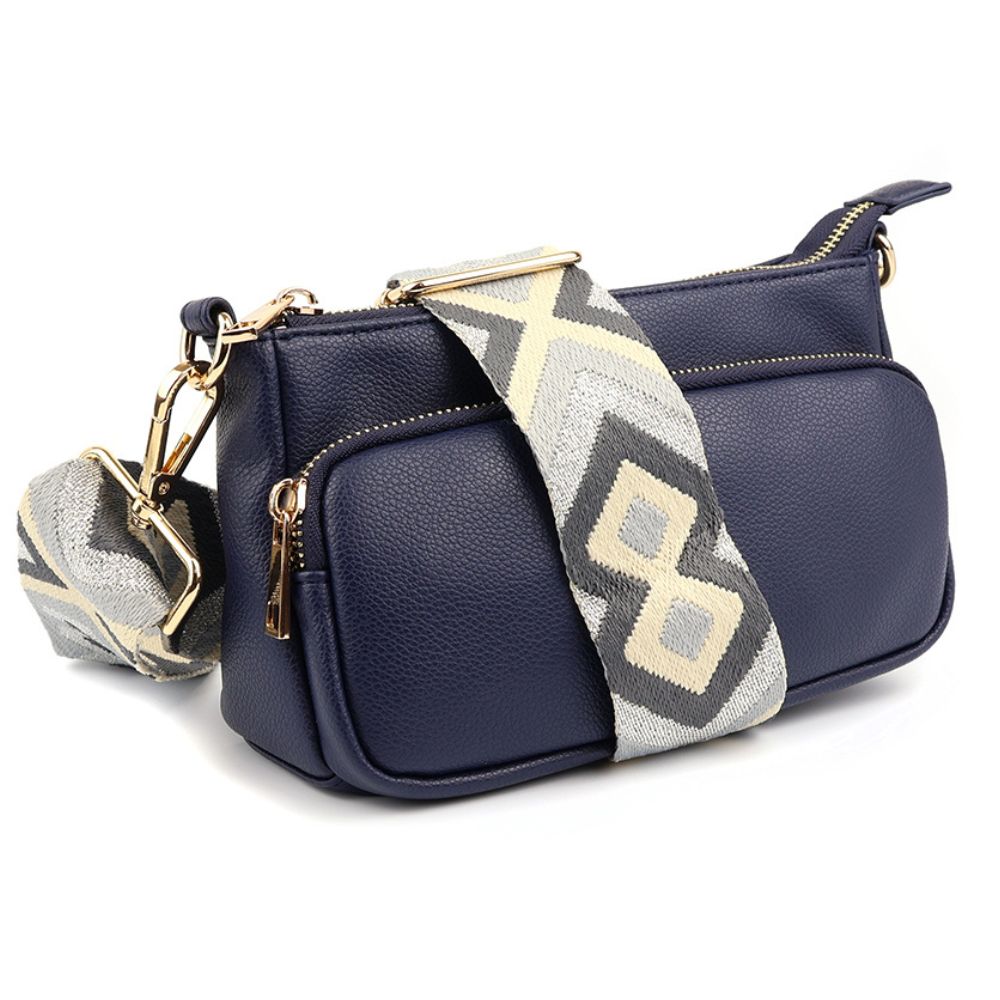 POM Navy Vegan Leather Cross Body Bag