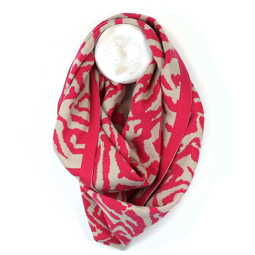 POM Raspberry Mix Recycled Blend Animal Stripe Snood