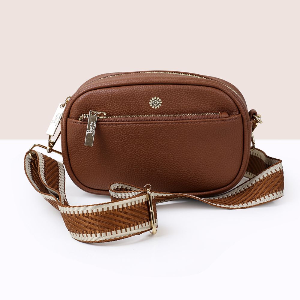 POM Tan Vegan Leather Camera Bag with Removable Strap