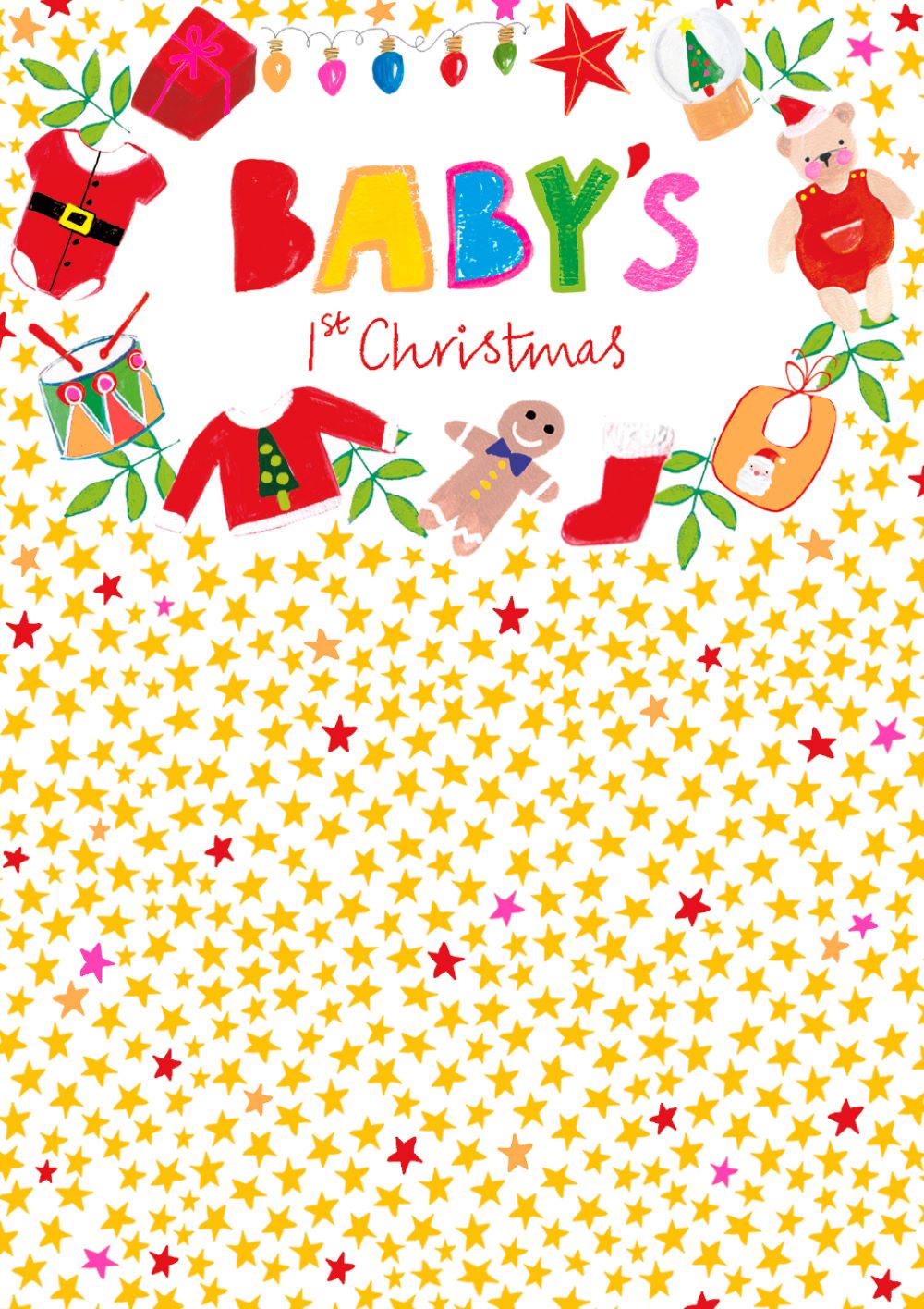 Woodmansterne Baby's First Christmas Colourful Card