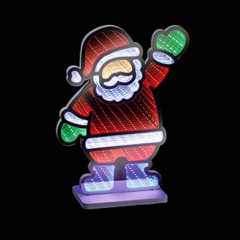 Premier 30cm USB Waving Santa Infinity Mirror Decoration