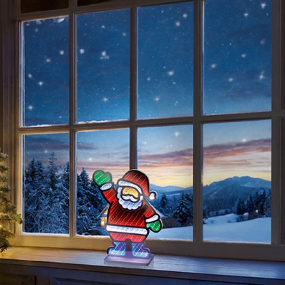 Premier 30cm USB Waving Santa Infinity Mirror Decoration