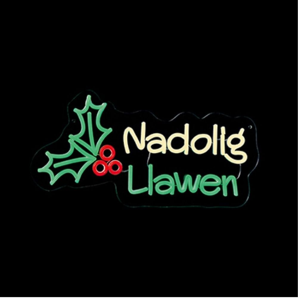 Premier 50cm Lit neon 'Nadolig Llawen' Hanging Sign