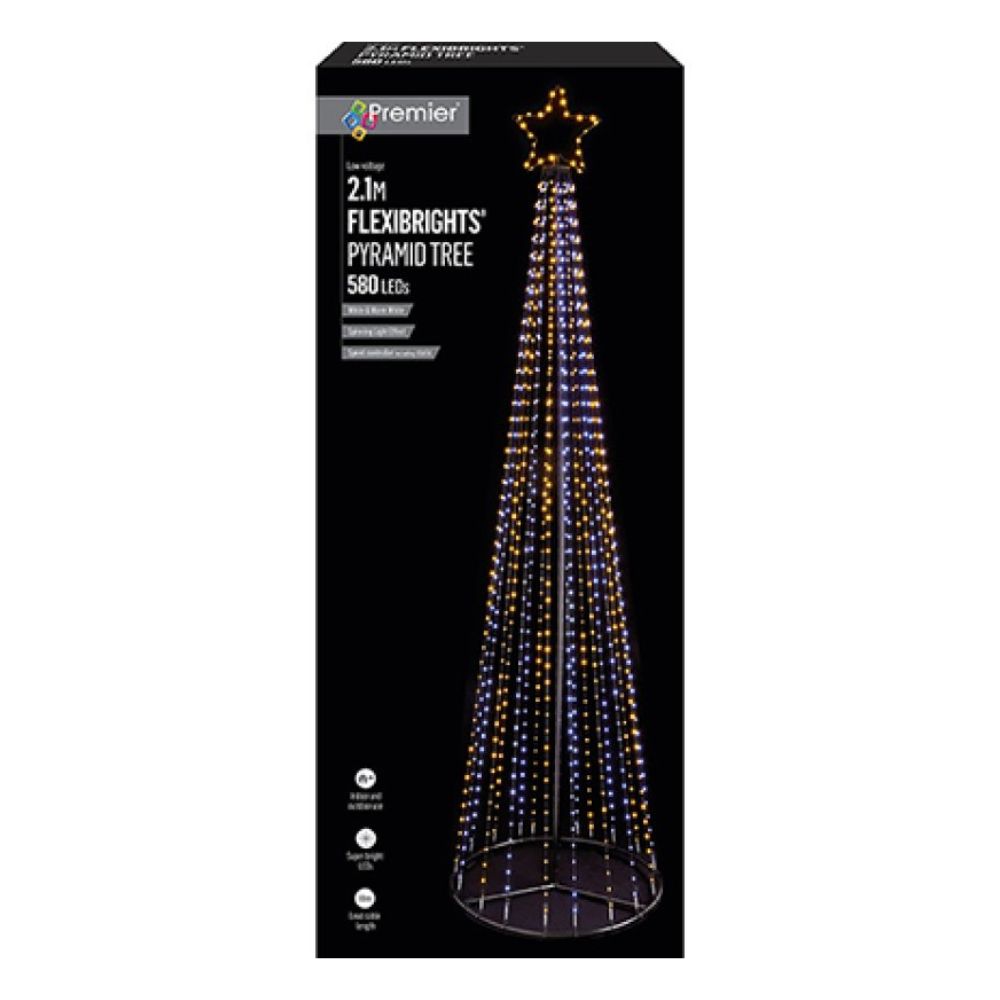 Premier Decorations 2.1m Multi Action Flexibrights Pyramid Tree