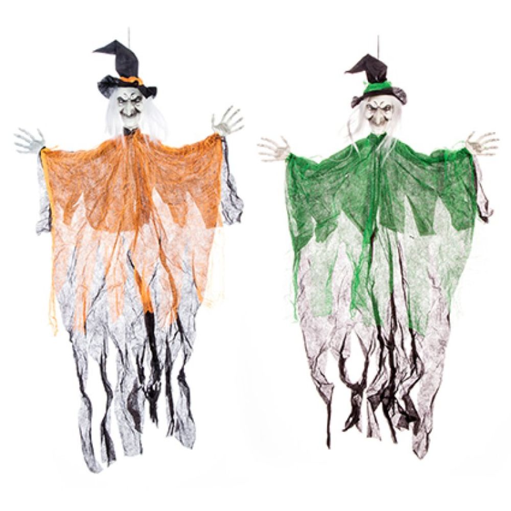 Premier Decorations 90cm Hanging Witch with White Hair - (Choice of 2)