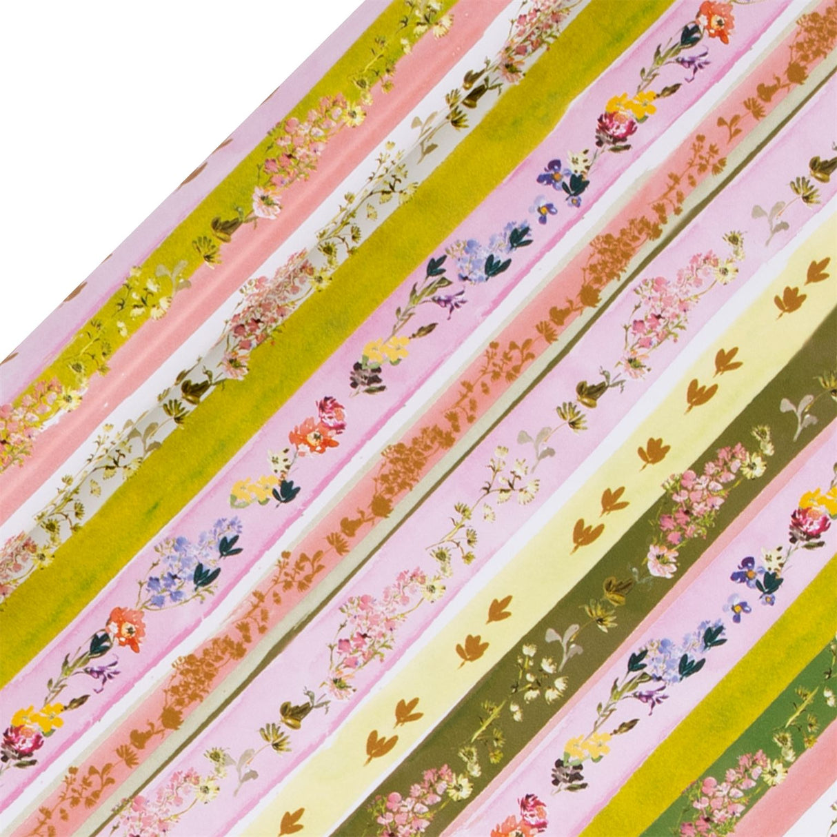 Glick 4m Linea Floral Stripe Wrapping Paper Roll - Multi-Coloured