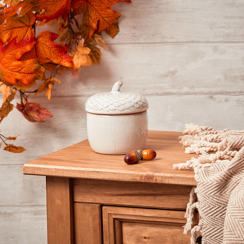 Richard Langs White Ceramic Acorn Pot Trinket Box