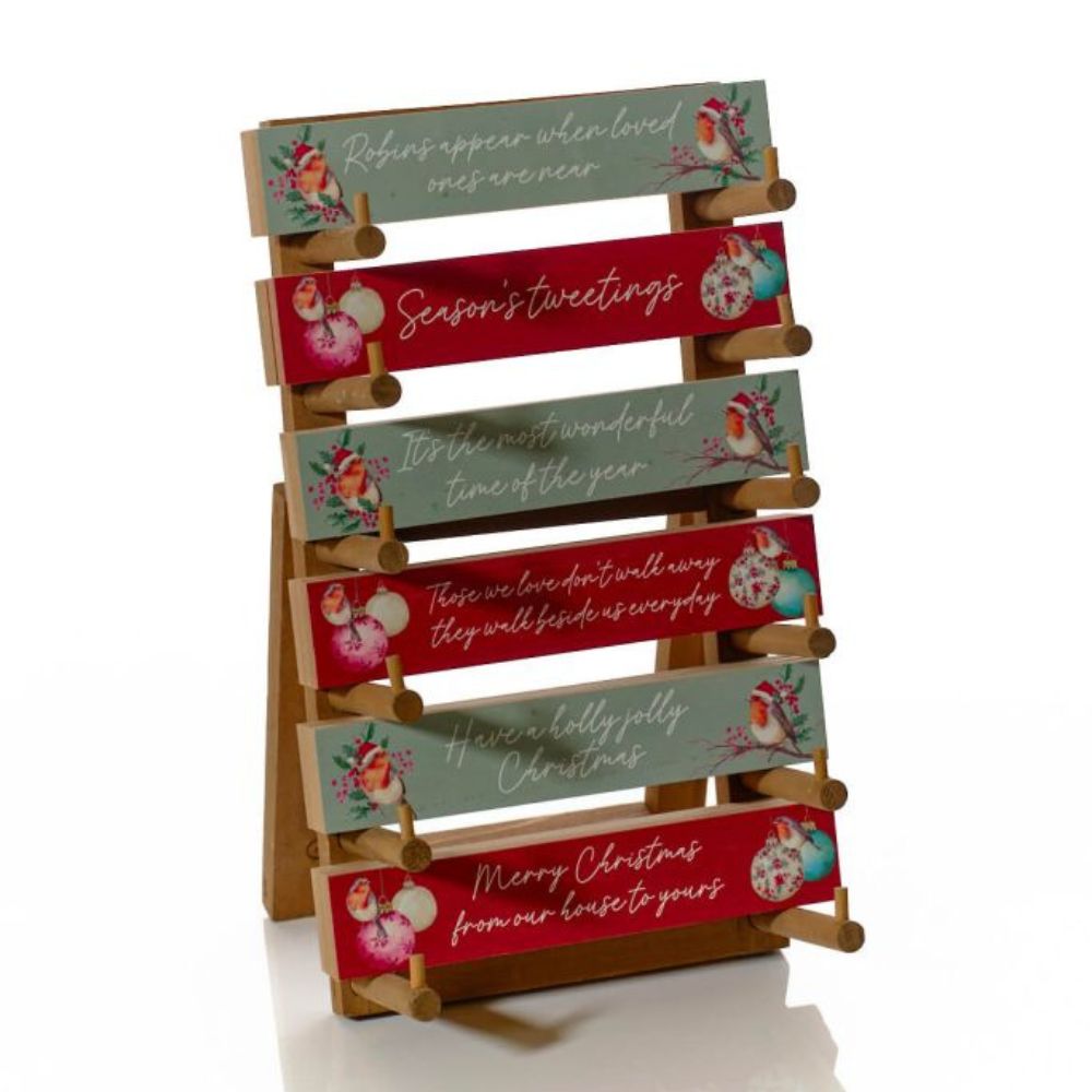 Richard Langs Christmas Festive Robin Wooden Table Block (Choice of 6)