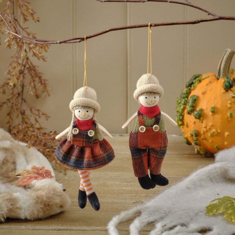Richard Langs Harvest Scarecrow Girl/Boy Hanging Decoration - (Choice of 2)