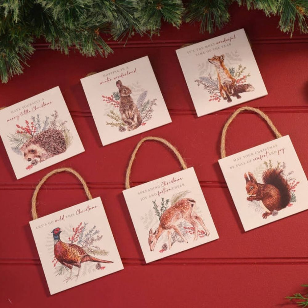 Richard Langs Woodland Animals Slate Square Hanging Decoration