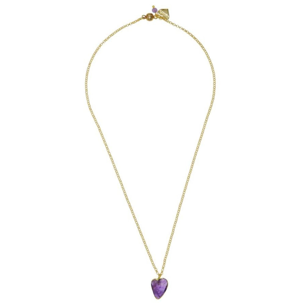 Rosie Fox Gold Amethyst Gemstone Heart Chain Necklace