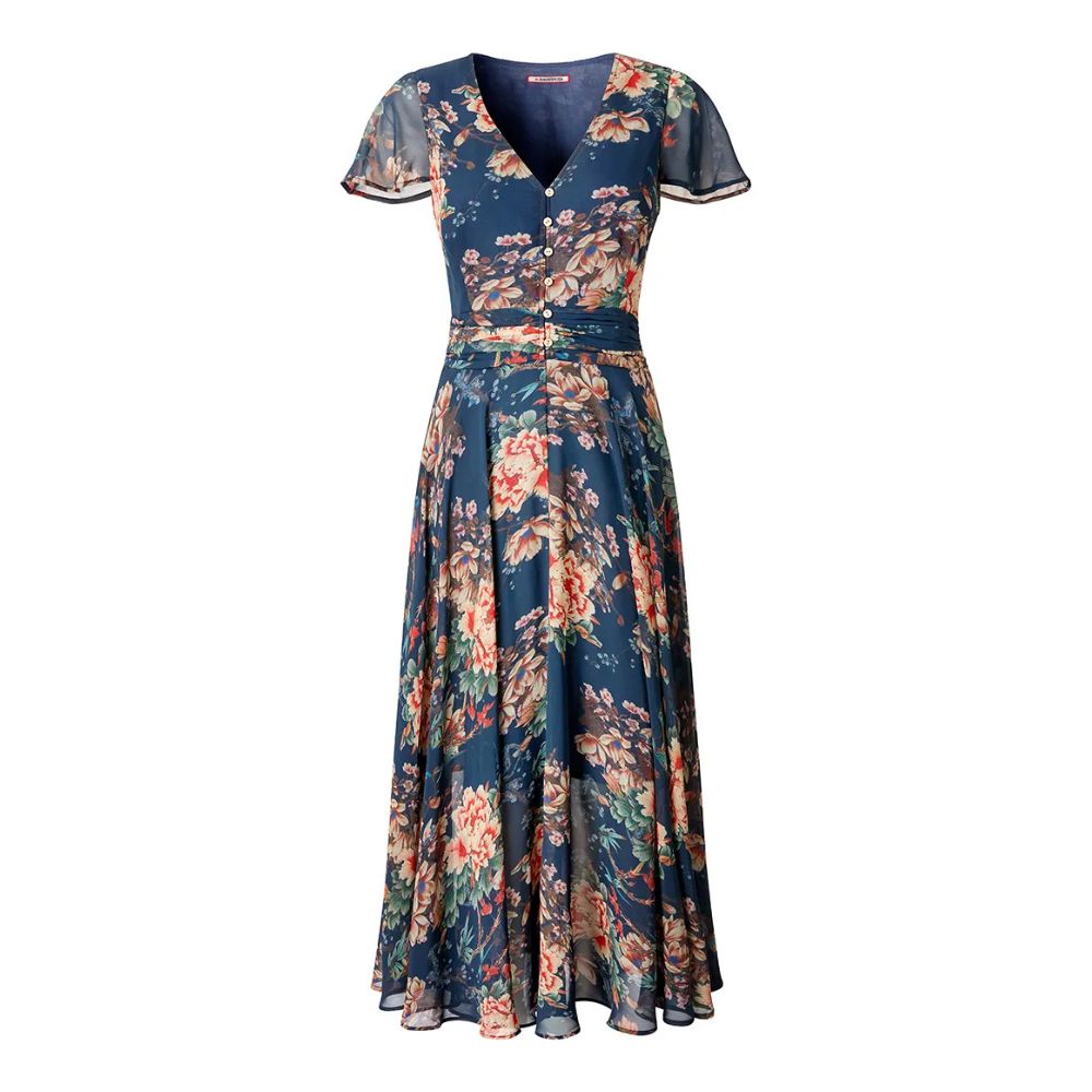 Joe Browns Rowena Floral Georgette Dress - Blue