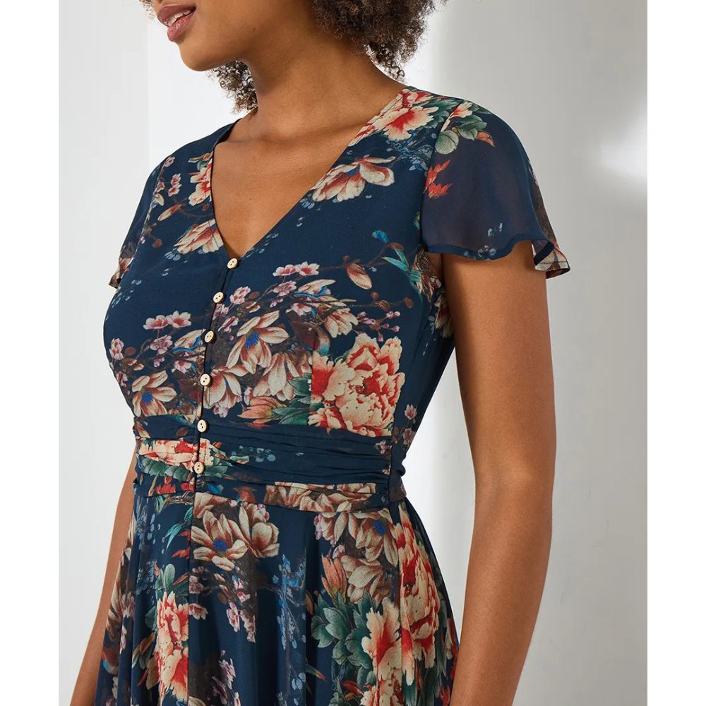 Joe Browns Rowena Floral Georgette Dress - Blue