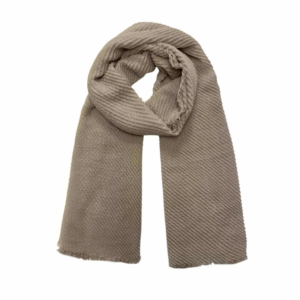 SH Sales Plain Crinkle Effect Scarf - Beige