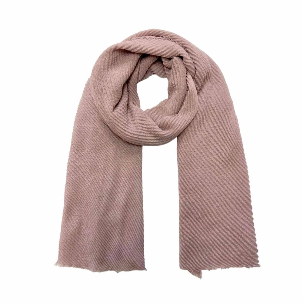 SH Sales Plain Crinkle Effect Scarf - Dusky Pink