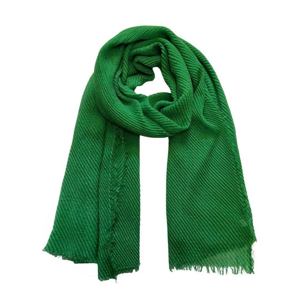 SH Sales Plain Crinkle Effect Scarf - Emerald