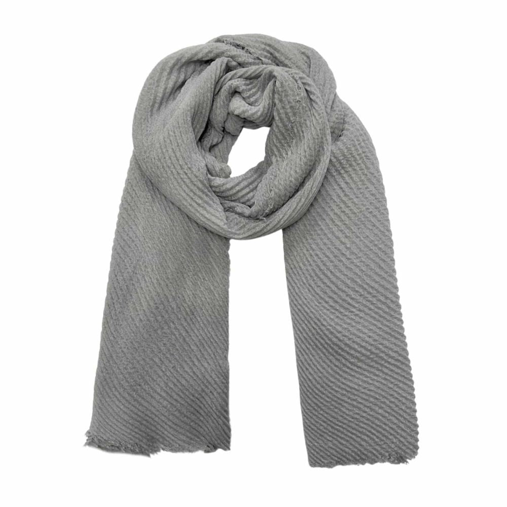 SH Sales Plain Crinkle Effect Scarf - Grey