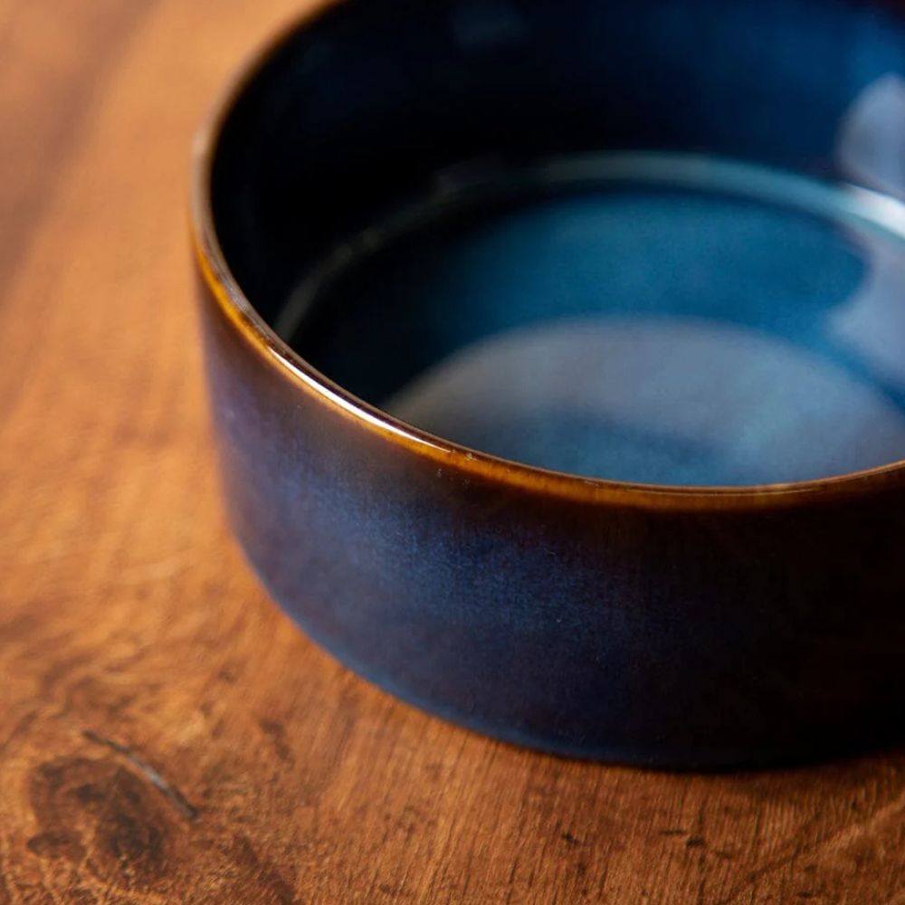Scruffs 19cm Reactive Glaze Food/Water Bowel - Midnight Blue
