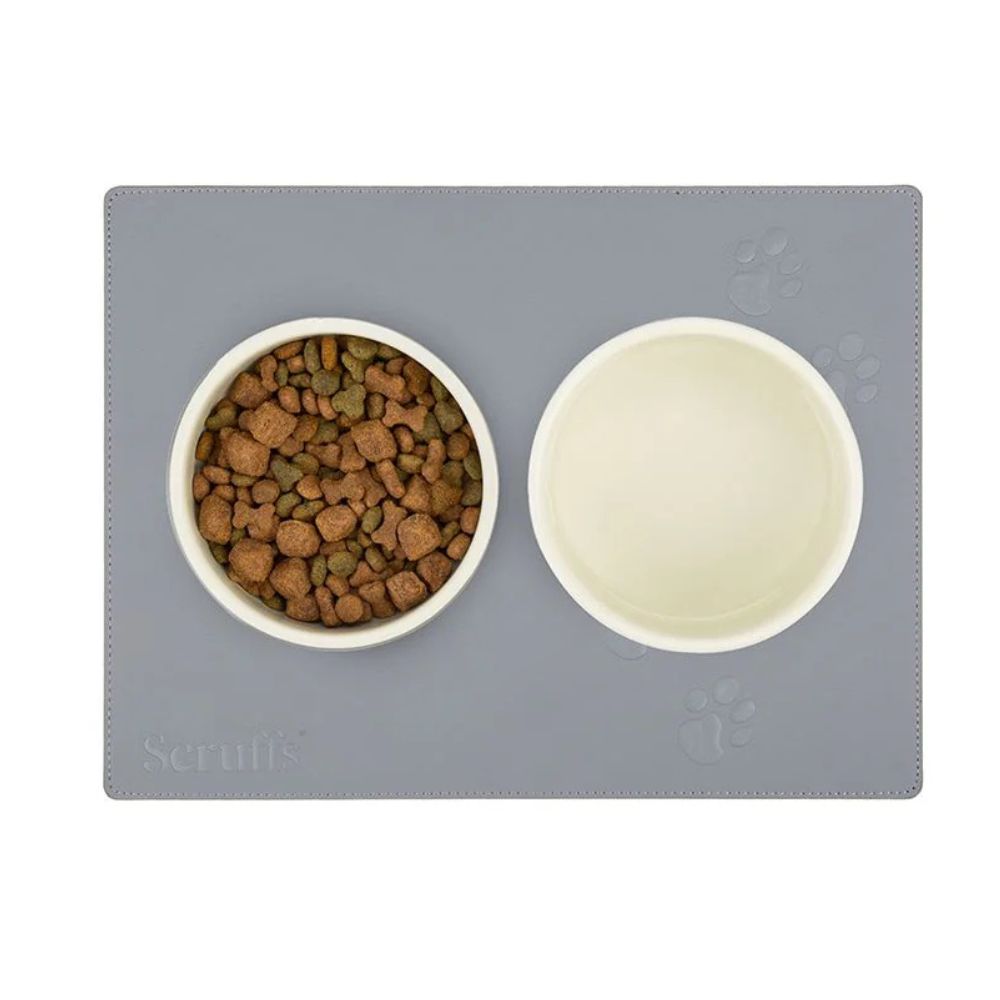 Scruffs 40cm x 30cm Faux Leather Pet Placemat - Grey