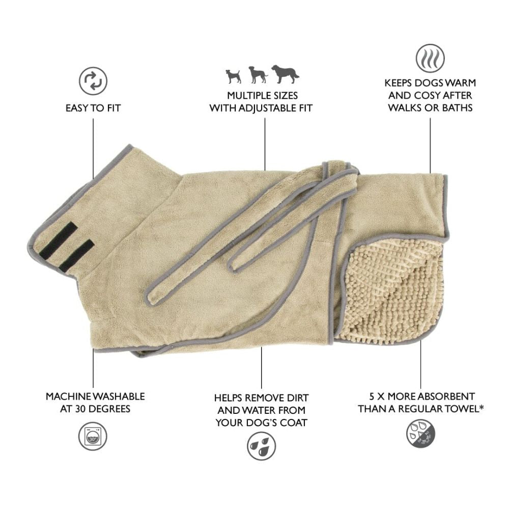Scruffs Khaki Green Expedition Deluxe Noodle & Microfibre Dog Drying Coat - Small
